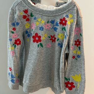 Kids Boden sweater with floral detail. No flaws